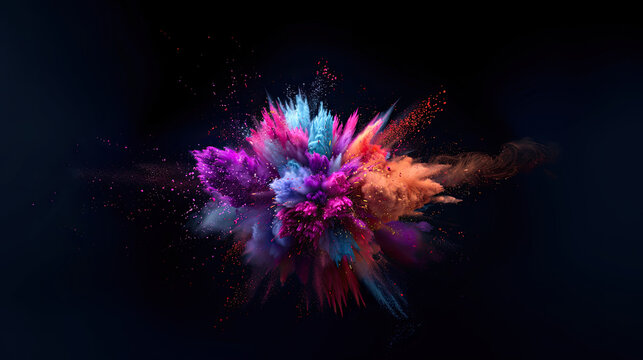 A mesmerizing central burst of iridescent colors against a deep black backdrop, resembling a cosmic explosion