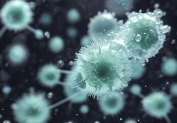 Fototapeta na wymiar Microscopic view of virus-like particles, conceptual image for Disease X or sars-cov-2, illustrating the urgency for treatments like paxlovid