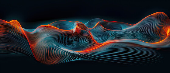 A captivating image showcasing undulating digital waves with a warm neon glow suggesting motion and warmth within a contemporary art style