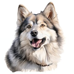 Alaskan malamute dog. Alaskan malamute dog clipart. Watercolor illustration. Generative AI. Detailed illustration. - obrazy, fototapety, plakaty