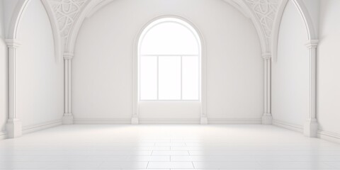 empty blank white room with arch light - Powered by Adobe