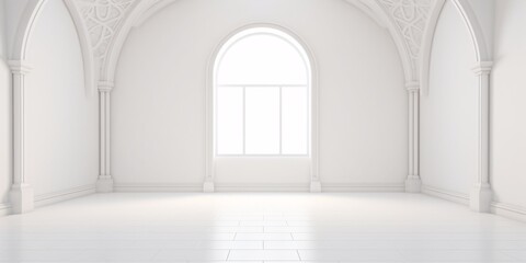 empty blank white room with arch light