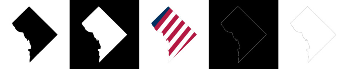 District of Columbia state outline map set