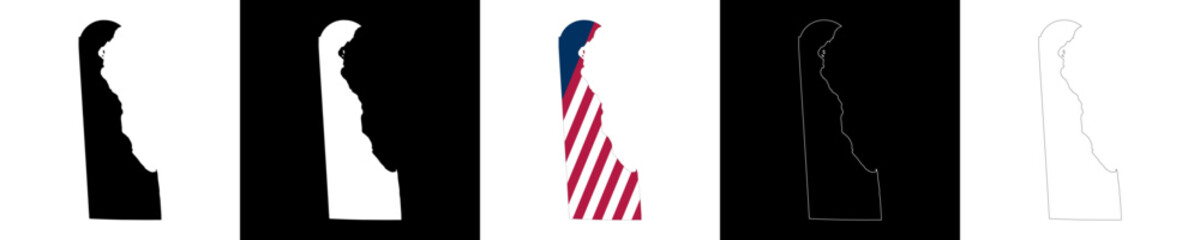 Delaware state outline map set