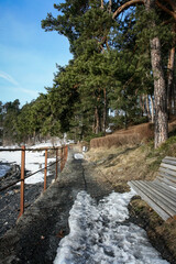 Walking path along the fjord in Oslo, Norway - 755176456