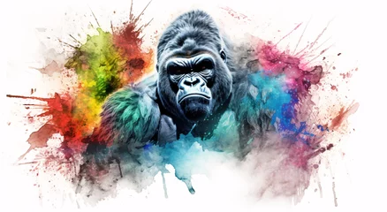 Photo sur Plexiglas Crâne aquarelle gorilla in watercolor paint