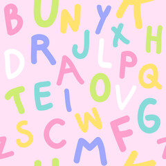 Seamless letters colorful pattern pink background