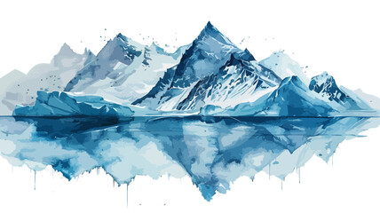 Fototapeta na wymiar Eisberge Vektor Landschaft Gletscher Berge Wasserfarben Nordpol Eislandschaft Natur