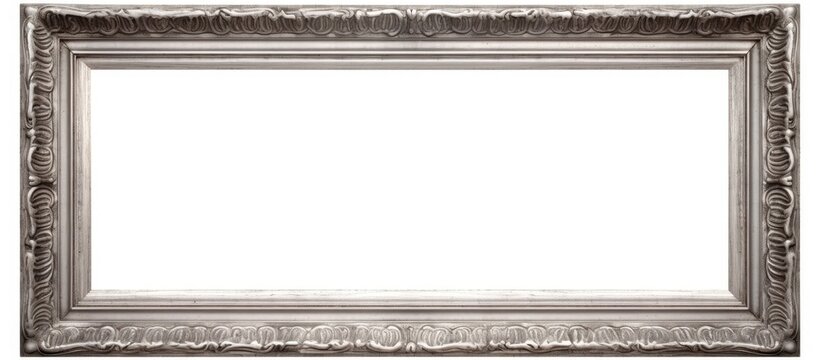 A sleek silver frame suitable for paintings, mirrors, or photos, isolated against a plain white background. The frame exudes elegance and simplicity, making it a versatile choice for various artworks.