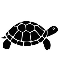 black isolated silhouette icon of a walking turtle, tortoise 