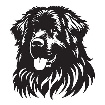 recommend clip art: Newfoundland dog silhouette,  Regal Dog silhouette, Newfoundland  dog Black and White Illustration