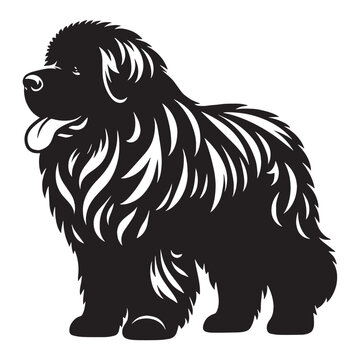 recommend clip art: Newfoundland dog silhouette,  Regal Dog silhouette, Newfoundland  dog Black and White Illustration