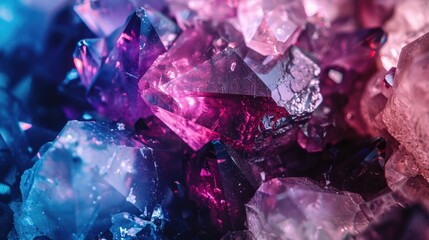 Crystals or precious stones close-up. AI generative.
