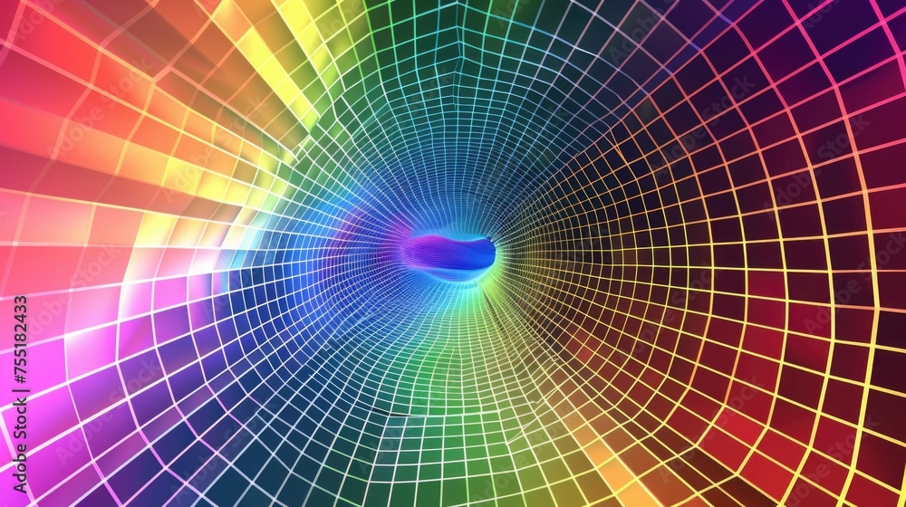 Poster abstract background in the form of a rainbow grid. ai generative.