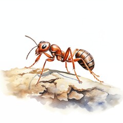 Ant. Ant clipart. Watercolor illustration. Generative AI. Detailed illustration. Isolated on white background.