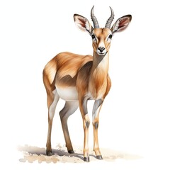 Antelope. Antelope clipart. Watercolor illustration. Generative AI. Detailed illustration.