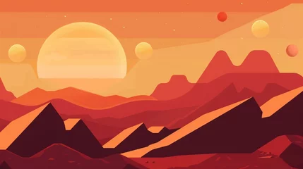 Poster desert landscape with mountains background © MantasIsAI