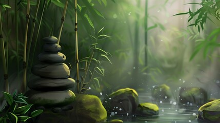 zen stones and bamboo background