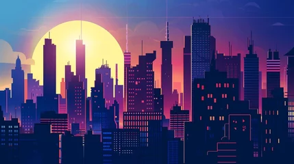 Foto op Plexiglas Verenigde Staten city skyline at sunset background