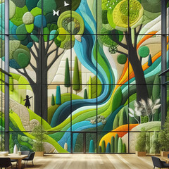 felt art patchwork, Green environment and trees, Eco-friendly design