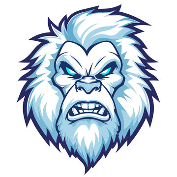 Vector esports logotype yeti on white background, logo yeti, icon yeti, sticker yeti, symbol yeti, emblem yeti, white gorilla