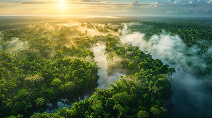 Amazon sunrise over the river