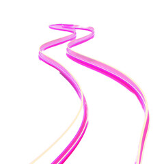 pink neon lines isolated on transparent background - Generative AI	