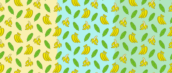 Bananas background Fruit wallpaper with color variations seamless icons Vector illustration