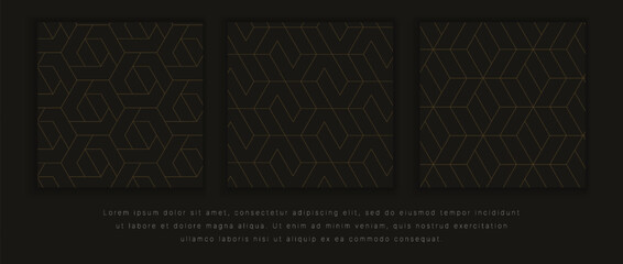 Set of Luxury geometric seamless patterns. Abstract geomatric line patterns.