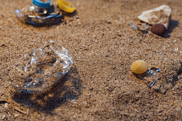 Plastic waste left on the beach