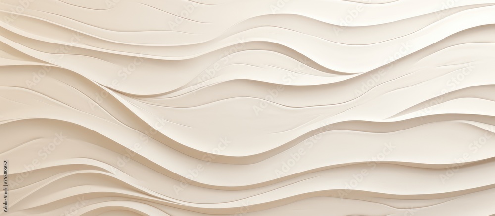 Poster a detailed view of a polished plaster white wall adorned with wavy lines creating a visually interes
