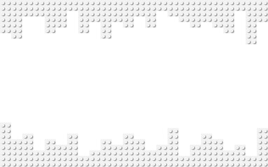 Plastic building toy blocks background. Construction plate. Close-up of a white bricks viewed from above with free place for your content or text. Abstract vector background illustration