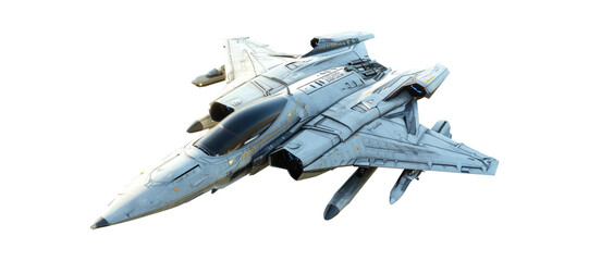 A futuristic jet fighter aircraft isolated on transparent background. - obrazy, fototapety, plakaty