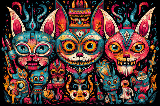 Cinco de Mayo Karneval Mexiko, Hasen und Totenkopf