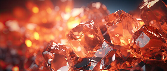 The image features a warm, inviting crystal landscape resembling glowing amber, invoking a sense of...