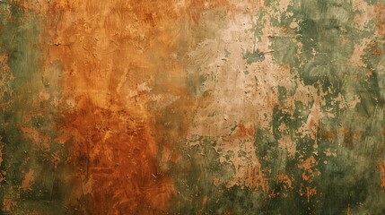 Warm burnt sienna and sage green textured background, evoking earthiness and wisdom. - obrazy, fototapety, plakaty
