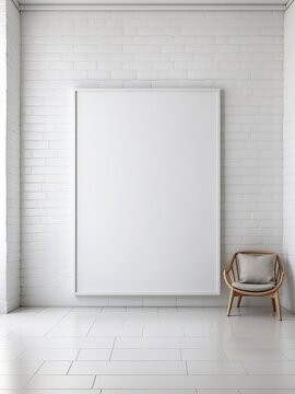 Blank poster on the white wall and the floor
