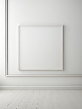 Blank poster on the white wall and the floor

