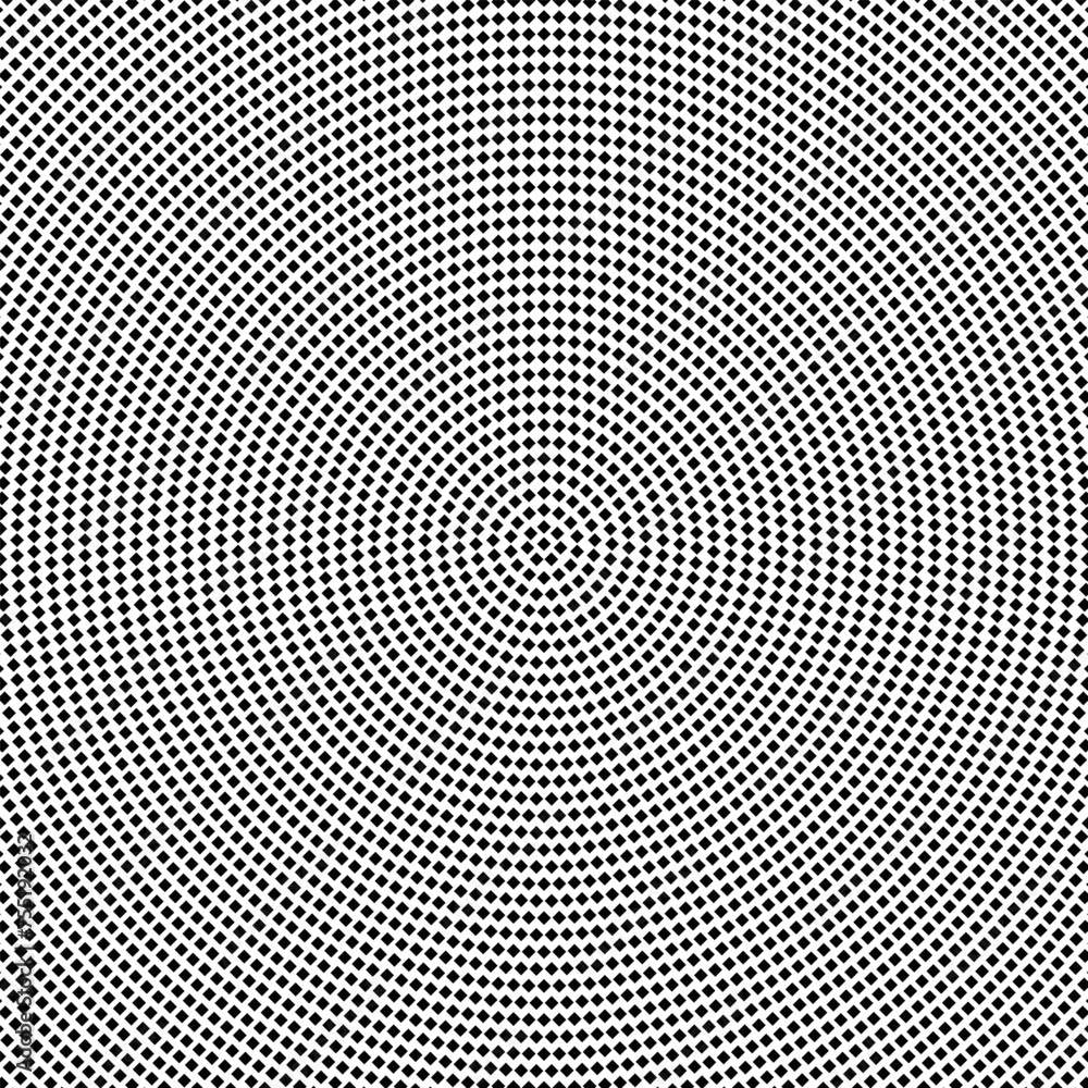 Poster round abstract square pattern background design - circular monochrome vector graphic
