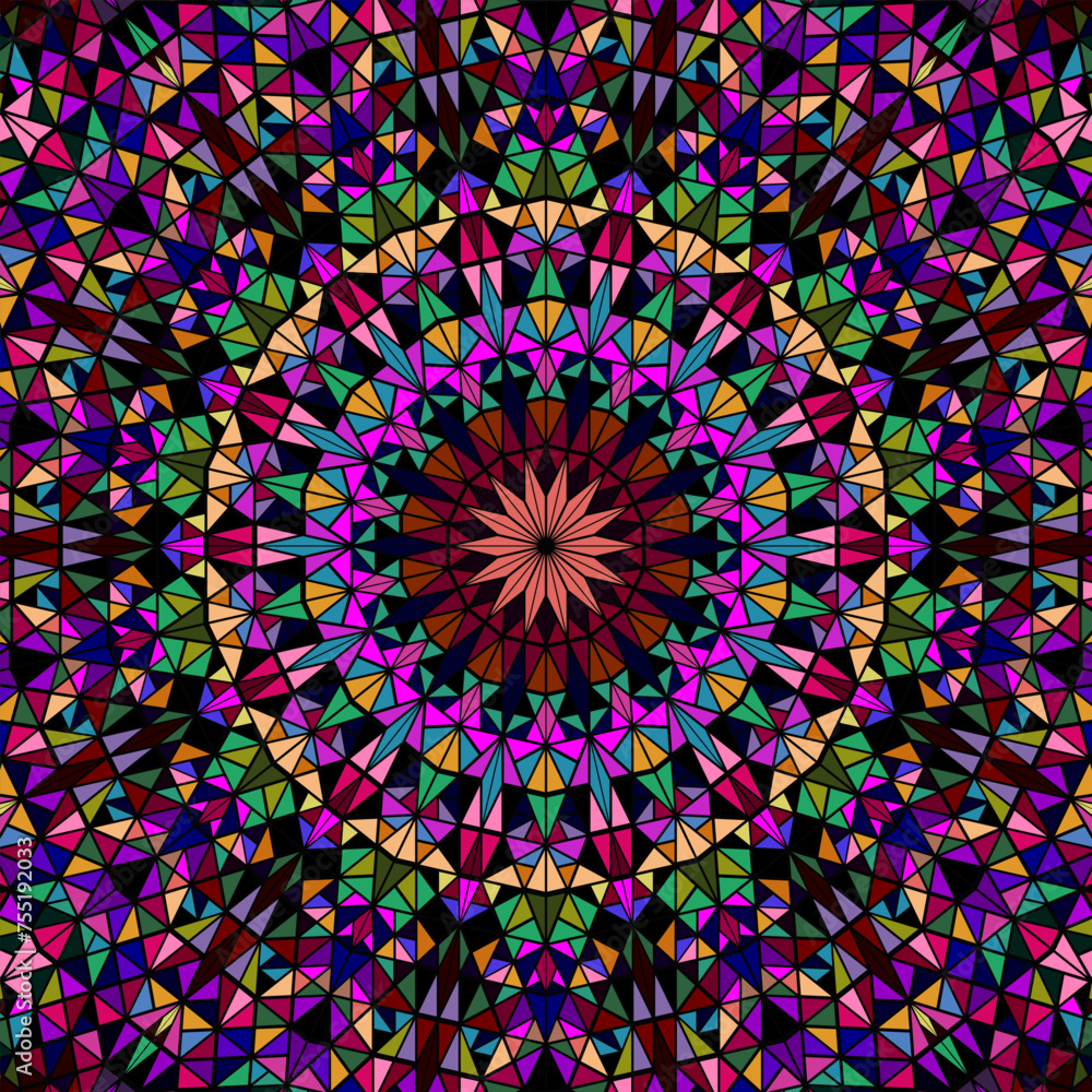 Poster dynamic polygonal geometrical abstract tiled pattern background - circular colorful vector design fr