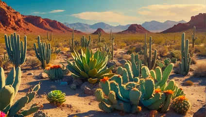 Foto op Aluminium gorgeous cactus and succulents in nature sunset © tanya78