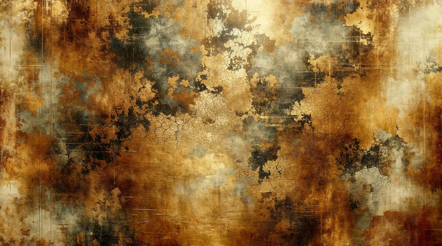 An image of antique canvas textured with aged gold paint. Ideal for adding a touch of vintage luxury to backgrounds, overlays, and artistic projects.