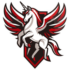 Vector esports logotype horse pegasus on white background, logo pegasus, icon pegasus, sticker pegasus, symbol pegasus, emblem pegasus