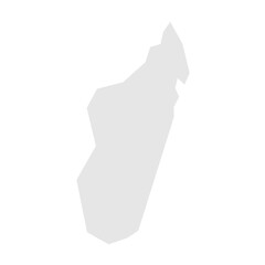 Madagascar country simplified map. Light grey silhouette with sharp corners isolated on white background. Simple vector icon