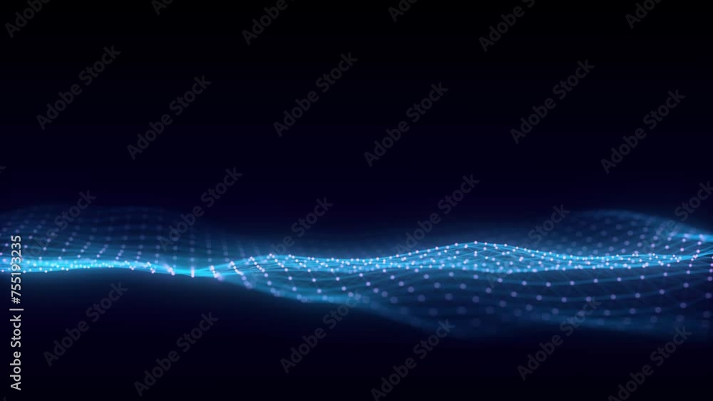 Aufkleber Wave of particles and lines. Big data visualization. Abstract background with a dynamic wave. 3d rendering.