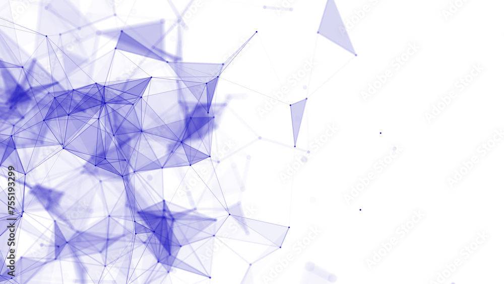 Aufkleber Network connection structure. Blue science background. Abstract digital background. Big data visualization. 3d rendering.