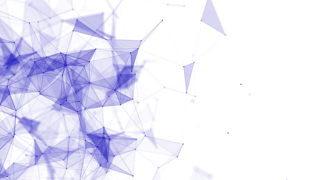 Network connection structure. Blue science background. Abstract digital background. Big data visualization. 3d rendering.