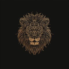Drawn logo in the form of a lion's head. AI generative.