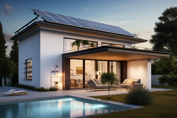 Fototapeta premium Solar battery on a modern house. Generative AI tools