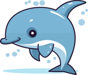 Fototapete Rund Tranquil Serenade Dolphin Vector Illustration © The biseeise